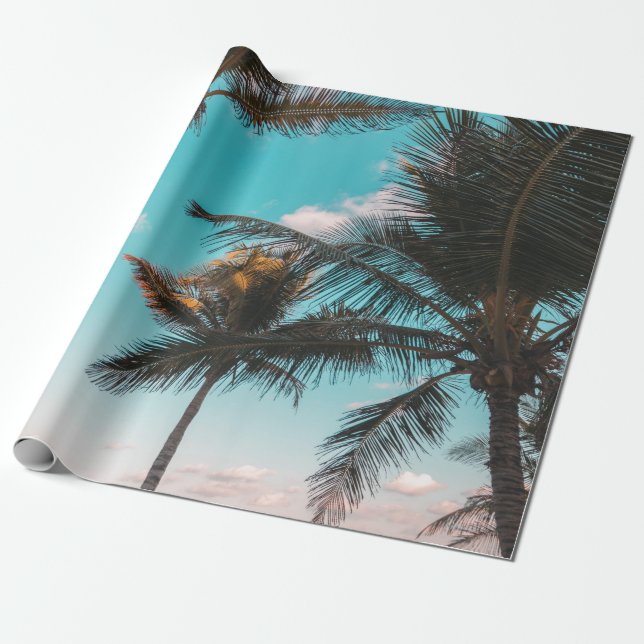 RETRO TROPICAL HANDFLATAN TRÄD AV BEACH PRESENTPAPPER (Utrullad)