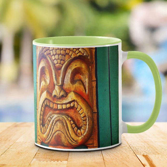 Retro Tropical Hawaii Tiki Roligt Fierce Coola Vin Mugg (Skapare uppladdad)