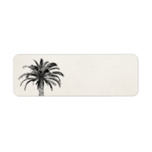 Retro Tropical Island Handflatan Träd i Black and