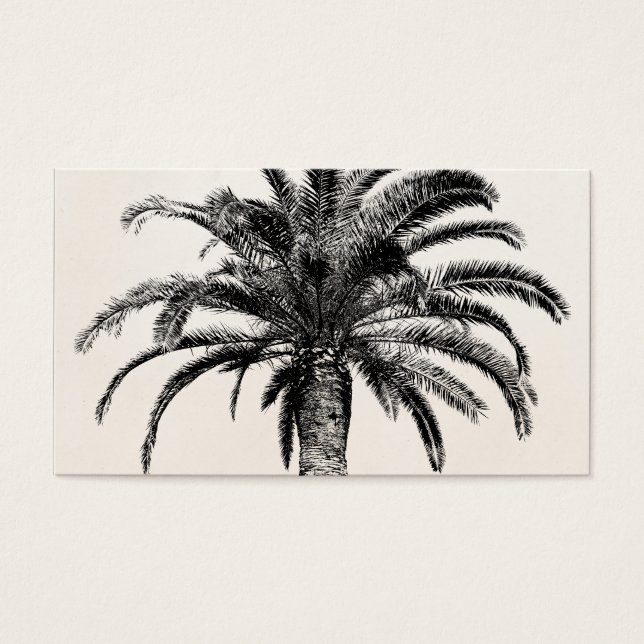 Retro Tropical Island Handflatan Träd i Black and  Visitkort (Framsidan)