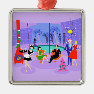 Retro Tropical jul Helgdag Ornament Party