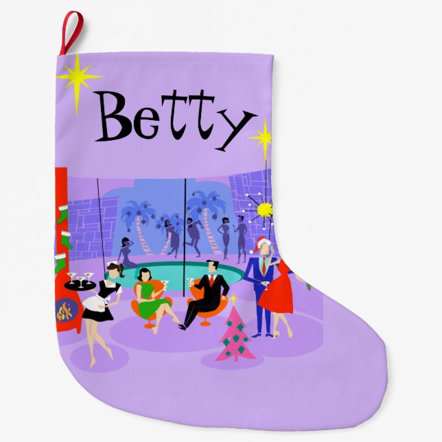 Retro Tropical jul-lagret Party Stor Julstrumpa (Framsidan)