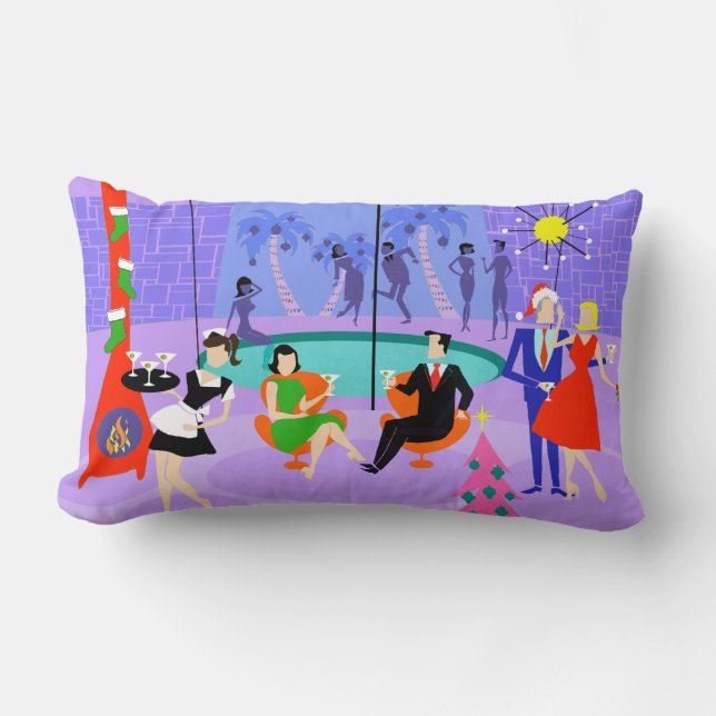 Retro Tropical jul Party Lumbar Pillow Lumbarkudde (Framsida)