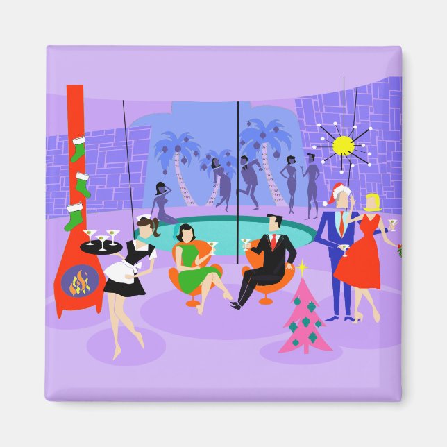 Retro Tropical jul Party Magnet (Framsidan)