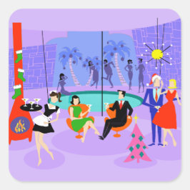 Retro Tropical jul Party Stickers Fyrkantigt Klistermärke