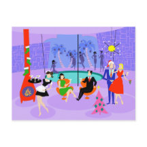 Retro Tropical jul Party vykort