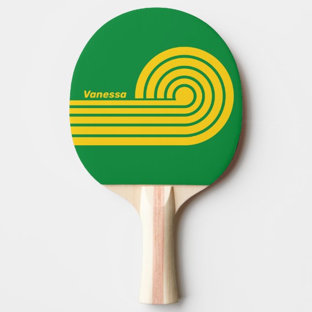Retro Tropical Palm Dual Curl Ränder med Namn Pingisracket (Framsidan)