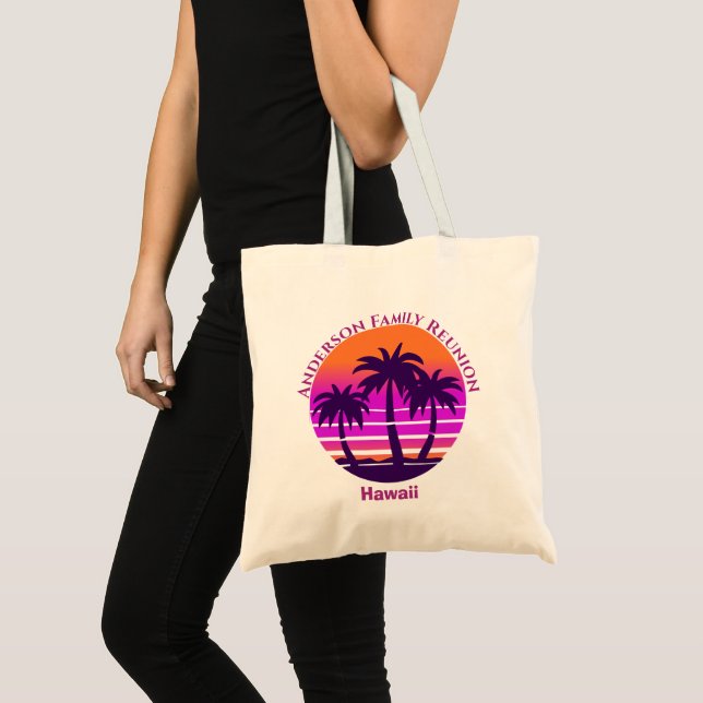 Retro Tropical Palm Tree Beach Vacation Tygkasse (Framsida (produkt))