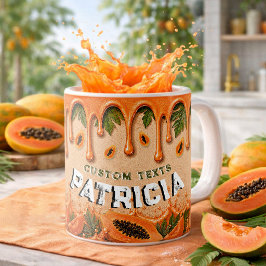 Retro Tropical Party Papaya Frukt Tema Anpassad Kaffemugg