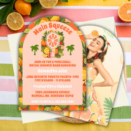 Retro Tropical Pickleball Möhippa Photo Arch Inbjudningar