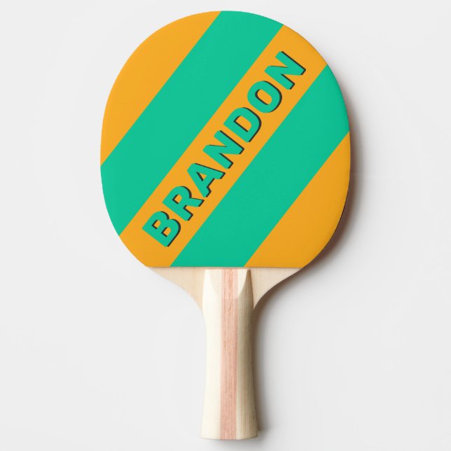 Retro Tropical Punch Djärva Ränder med Namn Pingisracket (Framsidan)