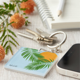 Retro Tropical Sol Handflatan Löv Blue Minimal Nam