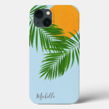 Retro Tropical Sol Handflatan Löv Blue Minimal Nam