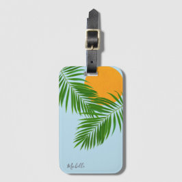 Retro Tropical Sol Handflatan Löv Blue Minimal Nam Bagagebricka