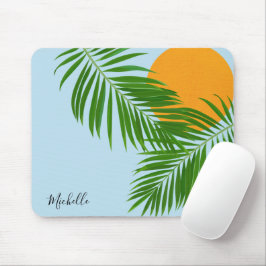 Retro Tropical Sol Handflatan Löv Blue Minimal Nam Musmatta
