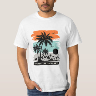 Retro Tropical Solnedgång Palmträd T-Shirt – Minim