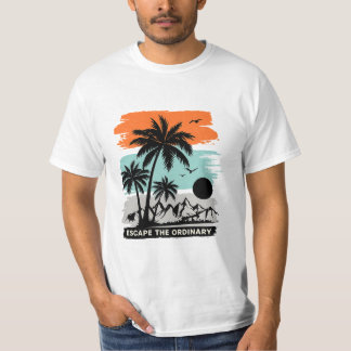 Retro Tropical Solnedgång Palmträd T-Shirt – Minim