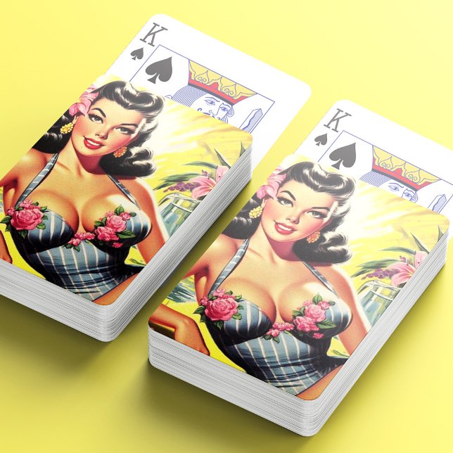 Retro Tropical Summer Pin up Casinokort (Skapare uppladdad)