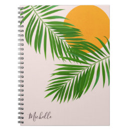 Retro Tropical Sunset Handflatan Lövs minimalistis Anteckningsbok