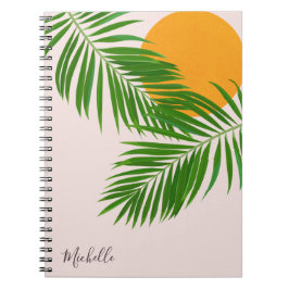 Retro Tropical Sunset Handflatan Lövs minimalistis Anteckningsbok