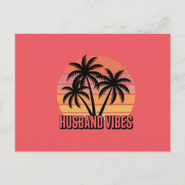 Retro Tropical Sunset Husband Vibes Vykort