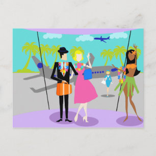 Retro Tropical Vacation vycard Vykort