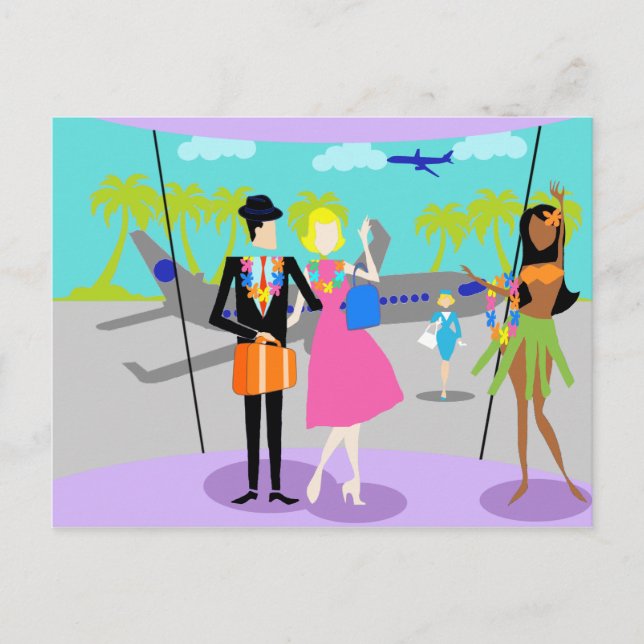 Retro Tropical Vacation vycard Vykort (Framsida)