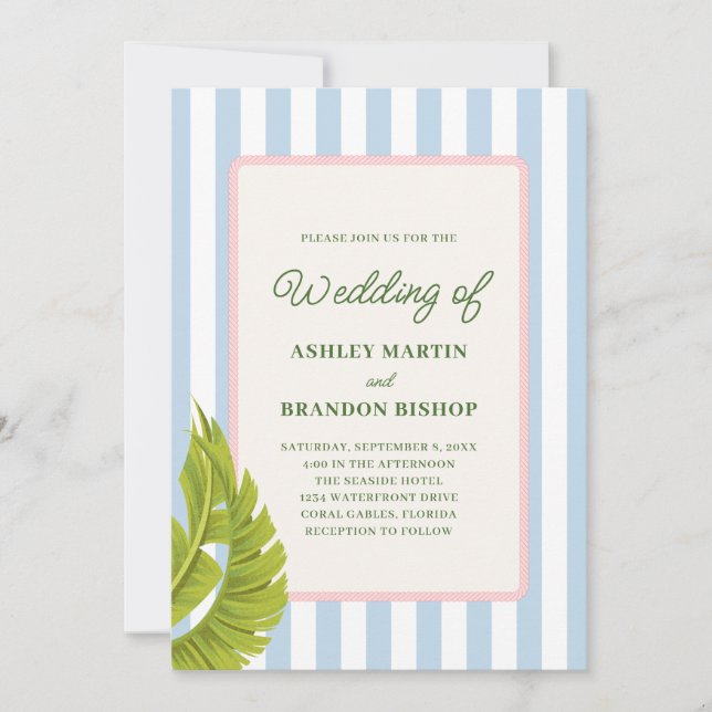 Retro Tropics Modern Coastal Island Wedding  Inbjudningar (Framsida)