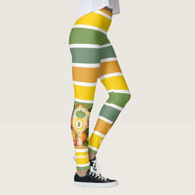 Retro Tropisk Ananas Pickleball Bröllopsdusch Leggings (Höger)