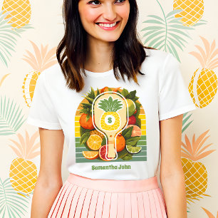 Retro Tropisk Ananas Pickleball Bröllopsdusch T Shirt