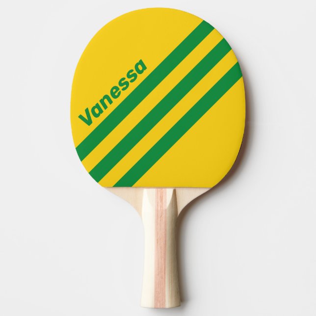 Retro Tropisk Banan Trevinklad Rand medNamn Pingisracket (Framsidan)