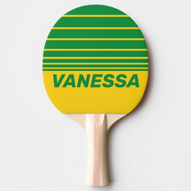 Retro Tropisk Banana Tre Horisontella Ränder & Nam Pingisracket (Framsidan)
