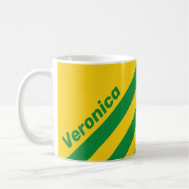 Retro Tropisk Banana Tre Ränder med Namn Kaffemugg