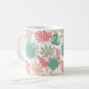 Retro, tropisk, blad kaffemugg
