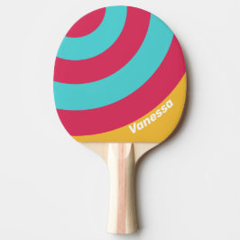 Retro Tropisk Bris Cirkel Rand med Namn Pingisracket