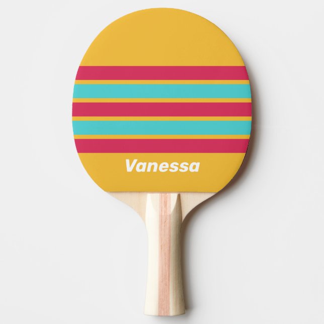 Retro Tropisk Bris över Randig med Namn Pingisracket (Framsidan)
