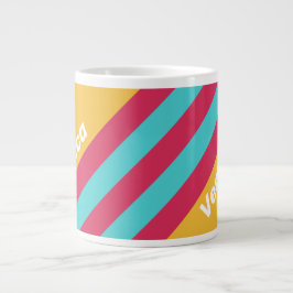 Retro Tropisk Bris Ränder med Namn Jumbo Mugg