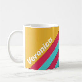 Retro Tropisk Bris Ränder med Namn Kaffemugg