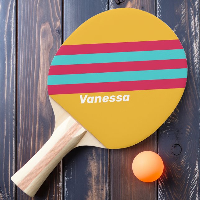 Retro Tropisk Bris Ränder med Namn Pingisracket (Skapare uppladdad)