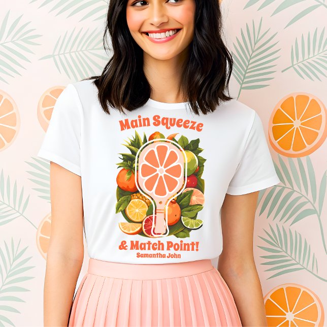 Retro Tropisk Citrus Pickleball Bröllopsdusch T Shirt (Skapare uppladdad)