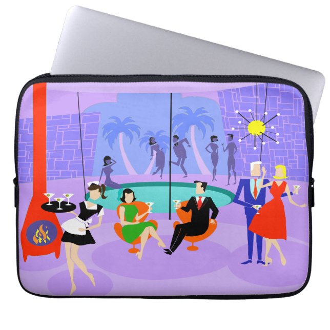 Retro tropisk cocktailpartylaptop sleeve (Framsidan)
