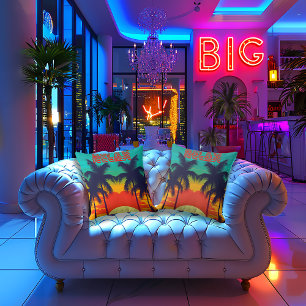 Retro, tropisk dekorativ Stil på 80-talet Kudde