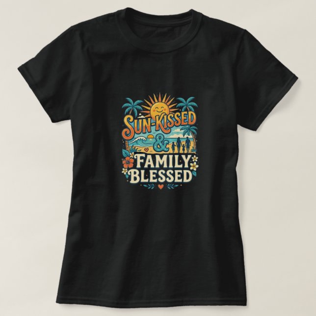 Retro Tropisk Familjesemester & Strandåterträff T Shirt (Design framsida)