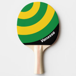 Retro Tropisk Palm Cirkel Rand med Namn Pingisracket