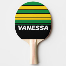 Retro Tropisk Palm Horisont Randig med Namn Pingisracket