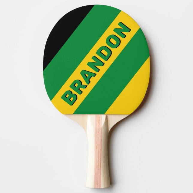 Retro Tropisk Palm Kraftig Randig med Namn Pingisracket (Baksidan)