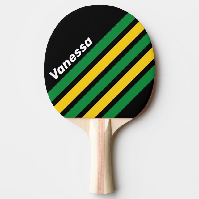 Retro Tropisk Palm Snedstripning med Namn Pingisracket (Framsidan)