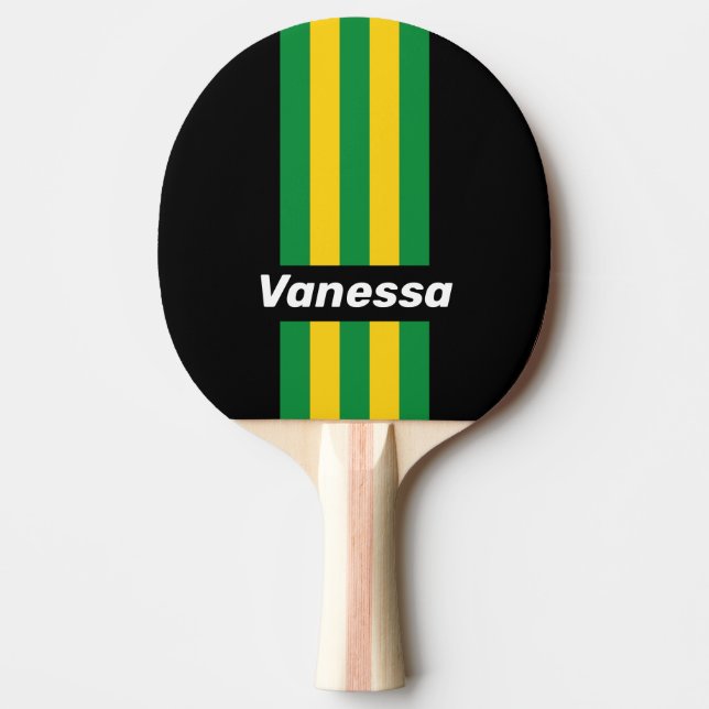 Retro Tropisk Palm Stift Ränder med Namn Pingisracket (Framsidan)