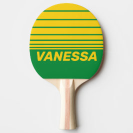 Retro Tropisk Palm Tre Horisontella Ränder med Nam Pingisracket