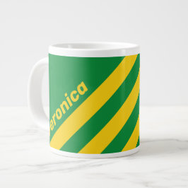 Retro Tropisk Palm Tre Ränder med Namn Jumbo Mugg